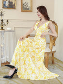 E33014/花柄プリント/ロングドレス