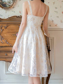 ノースリーブ/エレガント/ワンピース/刺繍/ミディアムドレス/パーティドレス/S22006