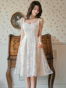 ノースリーブ/エレガント/ワンピース/刺繍/ミディアムドレス/パーティドレス/S22006