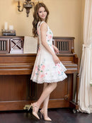 ERUKEI/S22070/ワンピース/プリント/レース/発表会/ミニドレス/花柄/バラ/薔薇