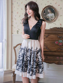 花柄プリント/Vネック/ノースリーブ/Aライン/ワンピース/S22158