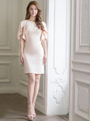 ERUKEI/S24033/エルケイ/ワンピース/タイト/胸元刺繍/フリルスリーブ/パール/ミニドレス