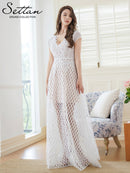 ERUKEI/S24158/エルケイ/ワンピース/総レース/シースルー/Vネック/フレンチスリーブ/Aライン/ロングドレス