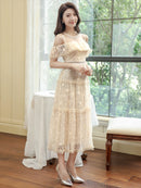 ERUKEI |S2511/ワンピース/パーティ/結婚式/二次会/オープンショルダー