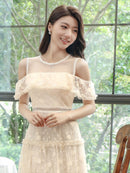 ERUKEI |S2511/ワンピース/パーティ/結婚式/二次会/オープンショルダー