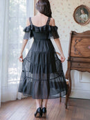 ERUKEI/S2582/SETTAN/ワンピース/パーティ/結婚式/二次会/ミディアムドレス/リボンボタン