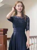 ERUKEI/S33113/ワンピース/ロングドレス/イブニングドレス/パーティー/クラブ/クルーズ船/ドレスコード/演奏会/半袖ロングドレス/Aライン