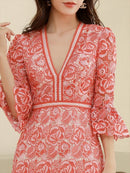 ERUKEI/S33122/カラードレス/刺繡ドレス/ワンピース/ドレス/ミディアム/総レース