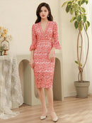 ERUKEI/S33122/カラードレス/刺繡ドレス/ワンピース/ドレス/ミディアム/総レース