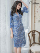 ERUKEI/S33122/カラードレス/刺繡ドレス/ワンピース/ドレス/ミディアム/総レース