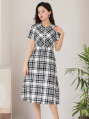 ERUKEI/S33126/ナイトドレス/ワンピース/ドレス/ミディアムドレス/ツイード