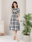 ERUKEI/S33126/ナイトドレス/ワンピース/ドレス/ミディアムドレス/ツイード