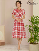 ERUKEI/S33126/ナイトドレス/ワンピース/ドレス/ミディアムドレス/ツイード