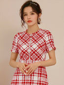 ERUKEI/S33126/ナイトドレス/ワンピース/ドレス/ミディアムドレス/ツイード