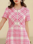 ERUKEI/S33126/ナイトドレス/ワンピース/ドレス/ミディアムドレス/ツイード