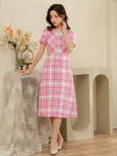 ERUKEI/S33126/ナイトドレス/ワンピース/ドレス/ミディアムドレス/ツイード