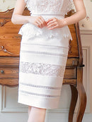 ERUKEI/S33255/ミニドレスワンピース/パーティー/結婚式/二次会/総レース/ペプラム/ノースリーブ