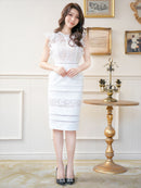 ERUKEI/S33255/ミニドレスワンピース/パーティー/結婚式/二次会/総レース/ペプラム/ノースリーブ