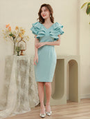 ERUKEI/S33360/パーティドレス/ワンピース/ワンカラー/ドレス/ミディアム/結婚式/二次会/同窓会