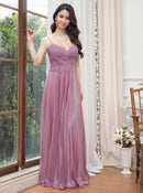 ERUKEI/S35103/エルケイ/ドレス/ロングドレス/イブニングドレス/キャミソール/エレガント/Aライン/Vネック/プリーツ/パープル/グリーン/ホワイト/演奏会/パーティー