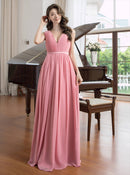 ERUKEI/S35305/ワンピース/ロングドレス/演奏会/ワンカラー/Vネック/ドレスコード/クルーズ船/パーティー/イブニングドレス