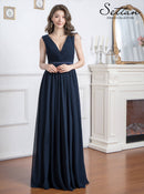 ERUKEI/S35305/ワンピース/ロングドレス/演奏会/ワンカラー/Vネック/ドレスコード/クルーズ船/パーティー/イブニングドレス