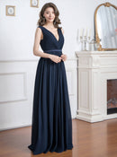 ERUKEI/S35305/ワンピース/ロングドレス/演奏会/ワンカラー/Vネック/ドレスコード/クルーズ船/パーティー/イブニングドレス