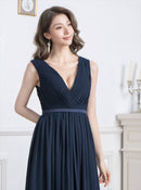 ERUKEI/S35305/ワンピース/ロングドレス/演奏会/ワンカラー/Vネック/ドレスコード/クルーズ船/パーティー/イブニングドレス