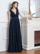 ERUKEI/S35305/ワンピース/ロングドレス/演奏会/ワンカラー/Vネック/ドレスコード/クルーズ船/パーティー/イブニングドレス