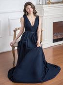 ERUKEI/S35305/ワンピース/ロングドレス/演奏会/ワンカラー/Vネック/ドレスコード/クルーズ船/パーティー/イブニングドレス