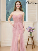 ERUKEI/S36103/エルケイ/ワンピース/チュールレース/ベアトップ/ビスチェ/ハート/スリット/マーメイド/ロングドレス