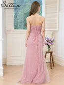 ERUKEI/S36103/エルケイ/ワンピース/チュールレース/ベアトップ/ビスチェ/ハート/スリット/マーメイド/ロングドレス