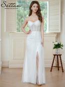 ERUKEI/S36103/エルケイ/ワンピース/チュールレース/ベアトップ/ビスチェ/ハート/スリット/マーメイド/ロングドレス