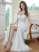 ERUKEI/S36103/エルケイ/ワンピース/チュールレース/ベアトップ/ビスチェ/ハート/スリット/マーメイド/ロングドレス