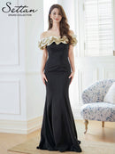 ERUKEI/S36109/エルケイ/ロングドレス/オフショルダー/メタリック/シャーリング/マーメイド/タイト