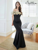 ERUKEI/S36109/エルケイ/ロングドレス/オフショルダー/メタリック/シャーリング/マーメイド/タイト