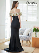 ERUKEI/S36109/エルケイ/ロングドレス/オフショルダー/メタリック/シャーリング/マーメイド/タイト