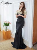 ERUKEI/S36109/エルケイ/ロングドレス/オフショルダー/メタリック/シャーリング/マーメイド/タイト