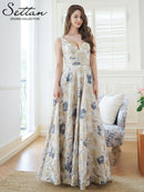 ERUKEI/S36503/エルケイ/ロングドレス/ノースリーブ/Vネック/花柄/フレア/フラワー/Aライン