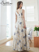 ERUKEI/S36503/エルケイ/ロングドレス/ノースリーブ/Vネック/花柄/フレア/フラワー/Aライン