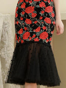 ERUKEI/S9003/ワンピース/パーティ/結婚式/二次会/ナイトドレス/ミニドレス/薔薇刺繍/マーメイドライン