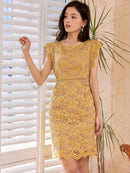 ERUKEI/C31431/エルケイ/レース/袖あり/タイトワンピース/パーティドレス/総レース