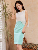 ERUKEI/C32003/ノースリーブ/レース/バイカラー/ミディアムドレス/タイトワンピース/ナイトドレス/