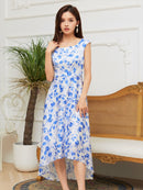 C33160/ERUKEI/ワンピース/パーティ/結婚式/二次会/花柄プリント/ミディアム