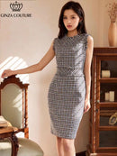 ERUKEI/E1369/タイトワンピース/パーティ/結婚式/二次会/ナイトドレス/ツイード/ミニドレス