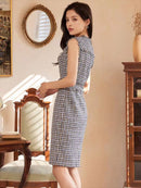 ERUKEI/E1369/タイトワンピース/パーティ/結婚式/二次会/ナイトドレス/ツイード/ミニドレス