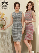 ERUKEI/E1369/タイトワンピース/パーティ/結婚式/二次会/ナイトドレス/ツイード/ミニドレス