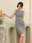 ERUKEI/E1369/タイトワンピース/パーティ/結婚式/二次会/ナイトドレス/ツイード/ミニドレス