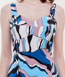 [送料無料][GINZA COUTURE]オレンジ・ブルー・タイト・ジオメトリック柄・プリント・ミニドレス・ワンピース[大きいサイズあり] [e31202]