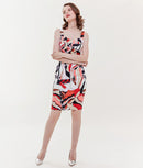 [送料無料][GINZA COUTURE]オレンジ・ブルー・タイト・ジオメトリック柄・プリント・ミニドレス・ワンピース[大きいサイズあり] [e31202]